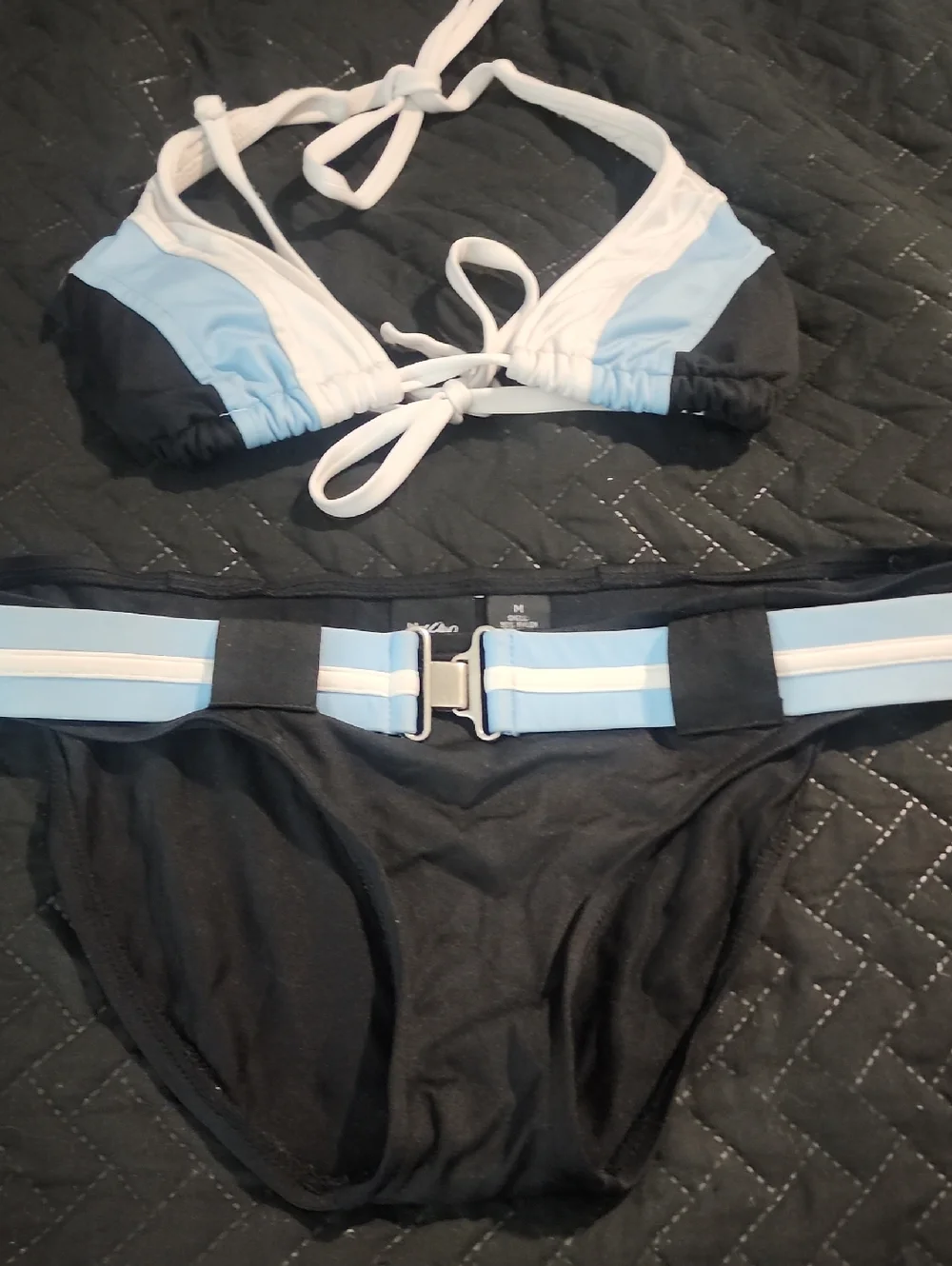 Swim | 2 Pc Black Lace Overlay Bikini Set With Beige Lining | Poshmark